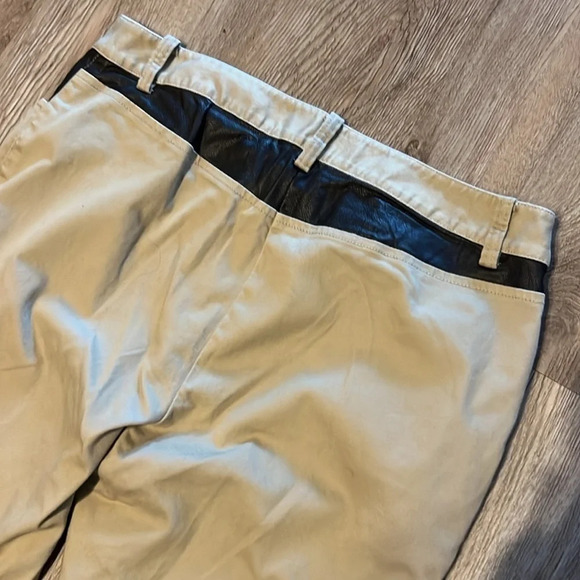 Michael Kors Tan Faux Leather Pockets Gold Hardware Mid Rise Bootcut Pants 8 - Picture 8 of 9